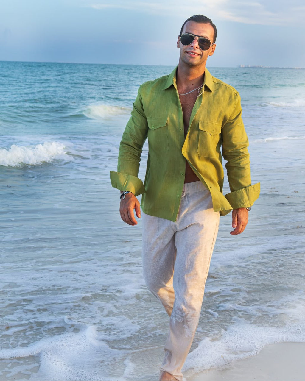 Camisa de Lino Mauricio · Verde Lima