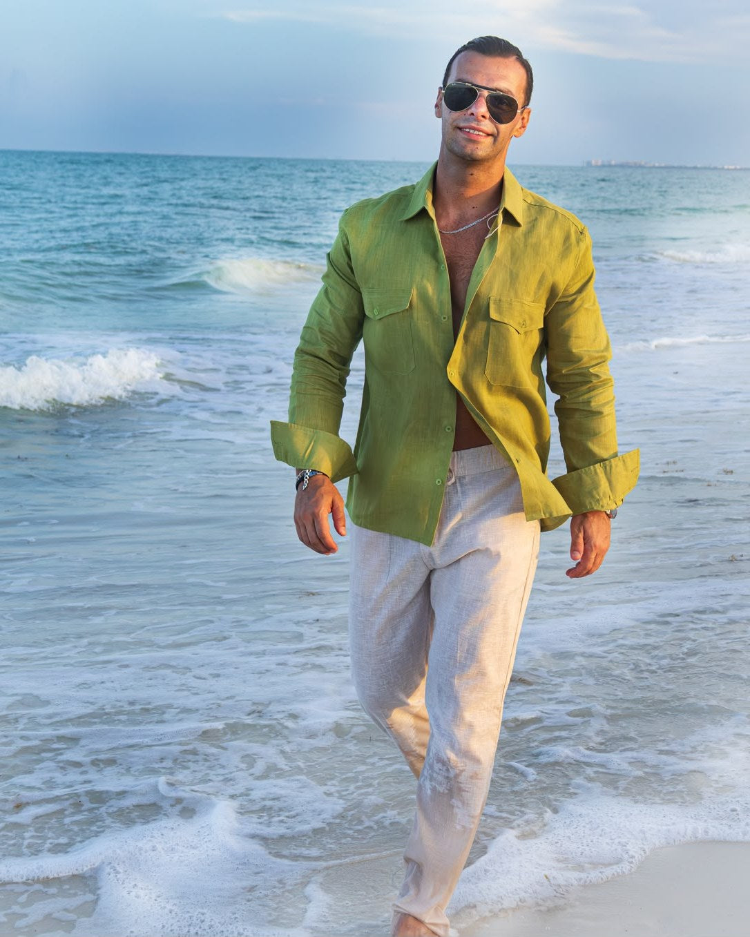 Camisa de Lino Mauricio · Verde Lima