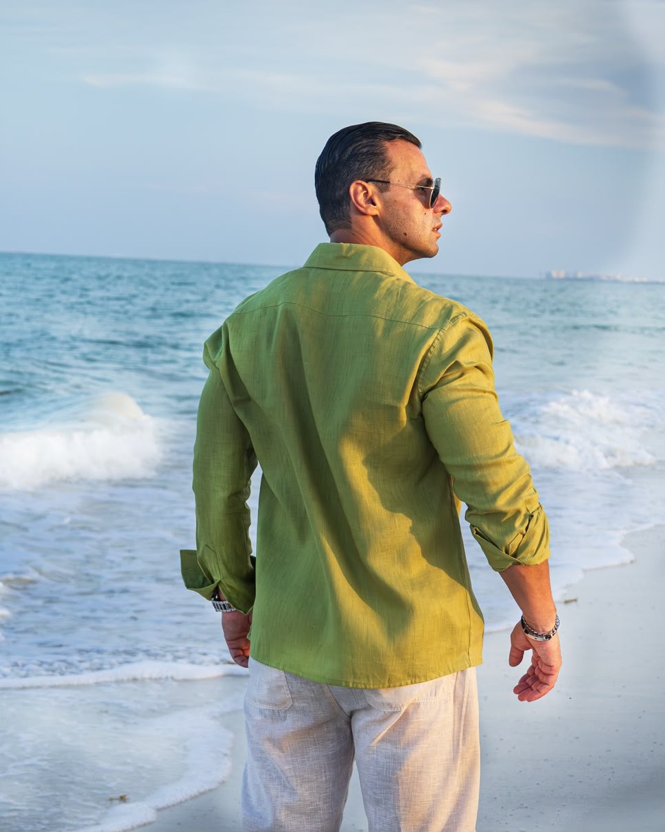 Camisa de Lino Mauricio · Verde Lima
