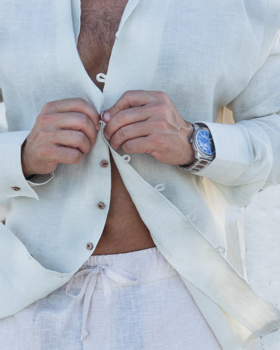 Camisa de Lino Maximiliano · Crema